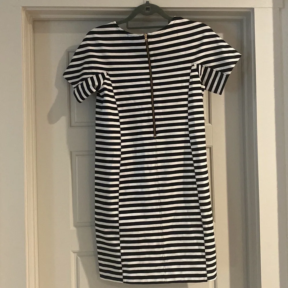 J. Crew Black/White Strip Shift Dress - XS